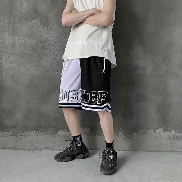 

men's shorts summer moisture vent, comfortable, casual and versatile sports basketball embroidered ins style loose capris, White;black