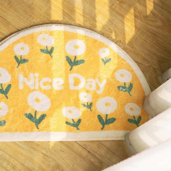 

bath mats 1pcs bathroom non-slip mat absorbent floor door 40*60cm yellow bottom semicircle sun flower bedroom