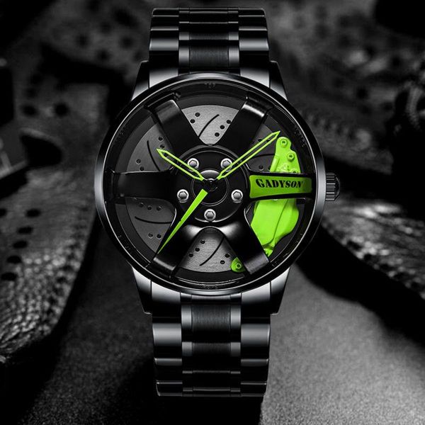 Top-Uhrenmarke Car Wheel Custom Design Sport Felgenuhren Edelstahl Wasserdicht Großhandel 2021 Herren-Armbanduhren