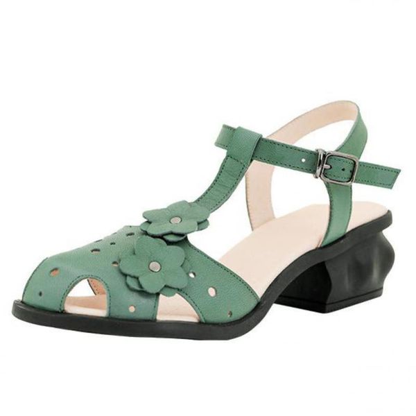 

yourseason ladies high heels casual summer sandals genuine leather retro 2021 autumn sewing women concise shoes buckle strap, Black