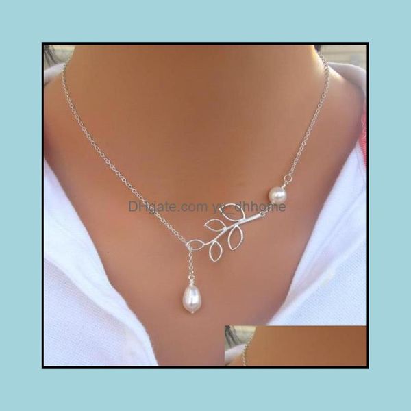 

pendant necklaces & pendants jewelry fashion leaf shape pearl necklace womens gift bridal drop delivery 2021 2lxea, Silver