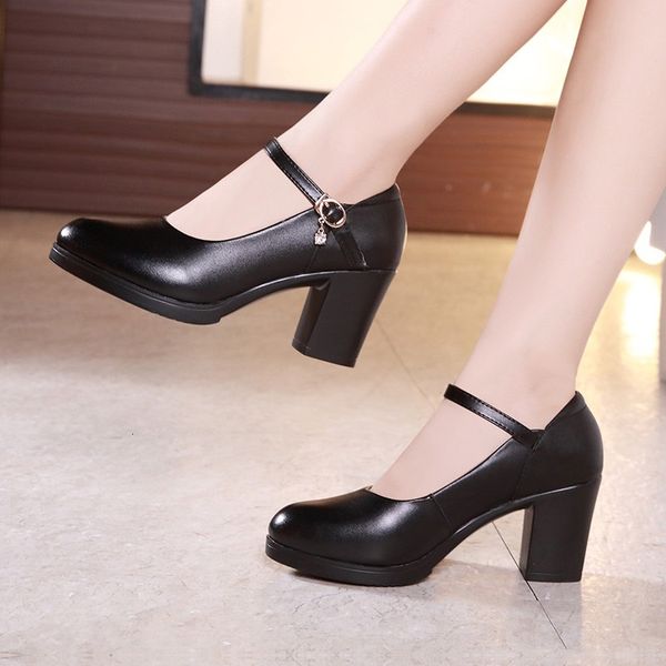 

sandals autumn high-heeled thick heel banquet dress women's singles shoes large size working bridesmaid shallow mouth small k9bn, Black