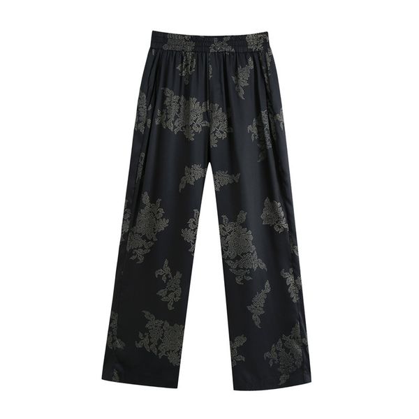 

blsqr fashion ladies elegant wide leg pants vintage female loose trousers sweet women chic pants printed 210430, Black;white