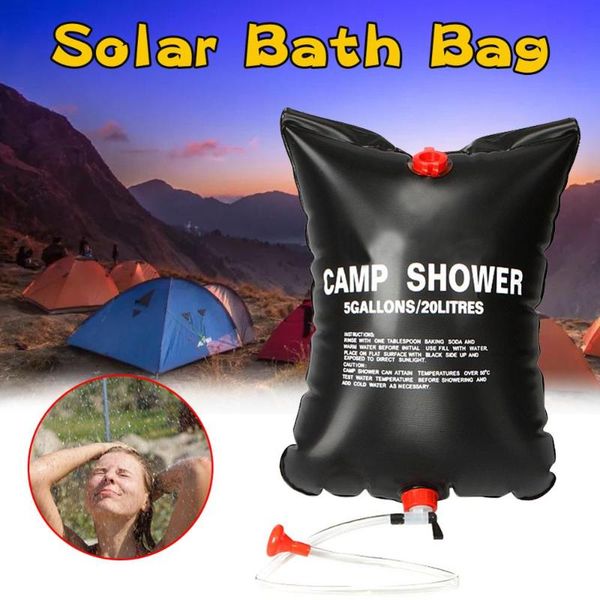 

solar heated shower bag 20/40l outdoor portable bathing traveling camping hiking climbing body pet cleaning water bags