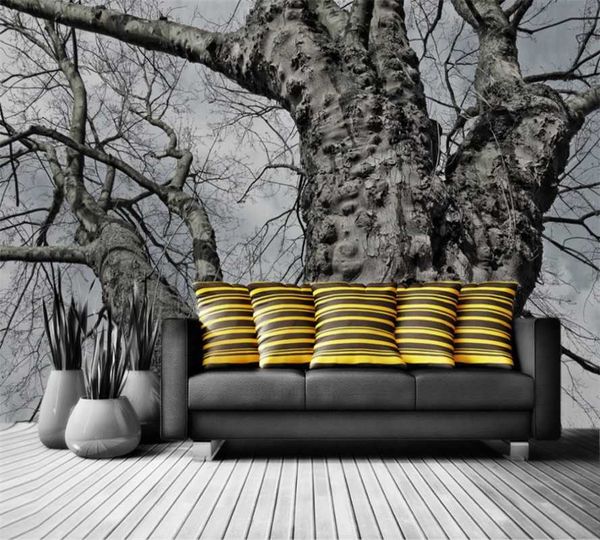 

custom 3d wallpaper mural nordic black and white personality tree decoration painting background wall wallpapers