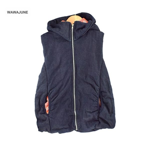 

women's vests #281 korean style solid jeans sleeveless hooded winter keep warm vest coat women zipper loose thick fashion, Black;white
