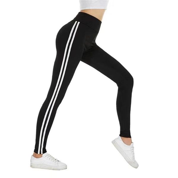 

women's pants & capris high waist naked feeling leggings push up sport women fitness running white striped energy seamless gym girl leg, Black;white