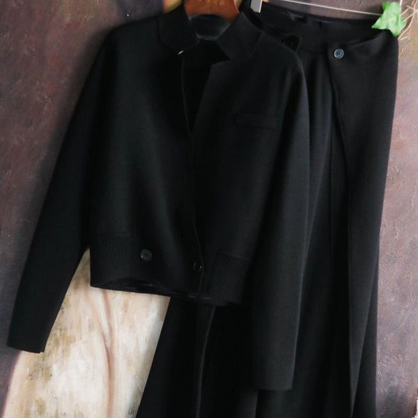 

women's tracksuits women casual loose wide leg pants elegance two piece sets knitting sweaters cardigan jackets outerwear female, Gray