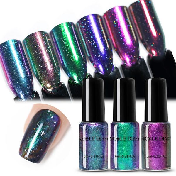 

nail polish nicole diary chameleonic glitter pearl art varnish water-based 6