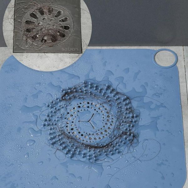 

bath mats silicone floor drain mat sewer deodorization pad ground leakage cover blue