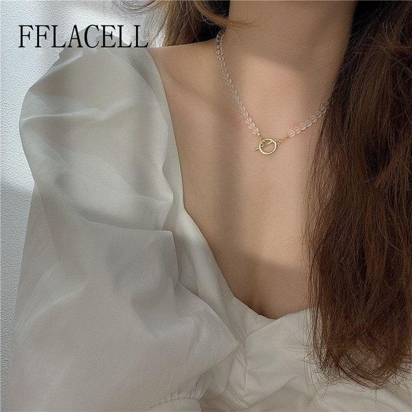 

korean vintage metal transparent round woven beads necklace women girls party gift chokers, Golden;silver