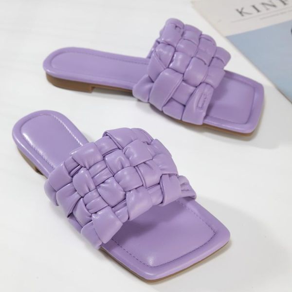

sandals fashion temperament braided charm open-toe flat slippers set foot vacation beach casual flip flops women shoes, Black