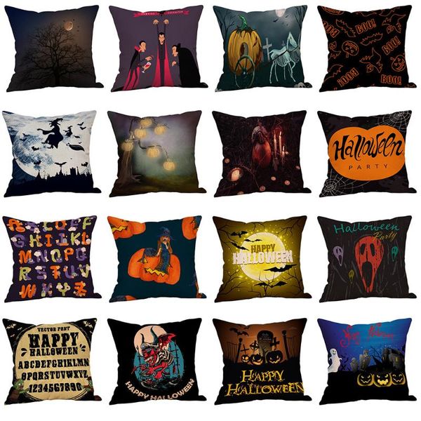 

cushion/decorative pillow classic halloween pumpkin cushion cover 45*45 funny covers cotton linen square decorative case for home 10