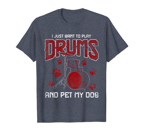 

i just want to play drums t-shirt and pet my dog, White;black