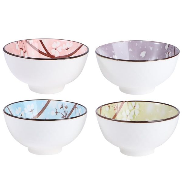 

bowls 1 set 4pcs japanese style ceramic bowl practical cereal salad rice