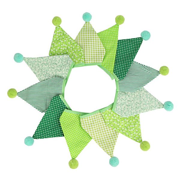 

party decoration green cotton banner triangle bunting vintage floral ball for home birthday baby shower nursery outdoor hanging