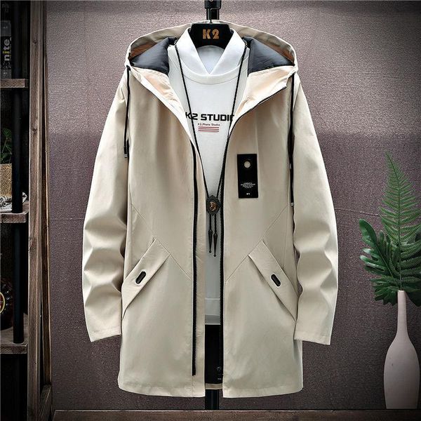 

men's jackets 2021 spring and autumn men's jacket handsome student mid-length youth windbreaker loose clothes, Black;brown