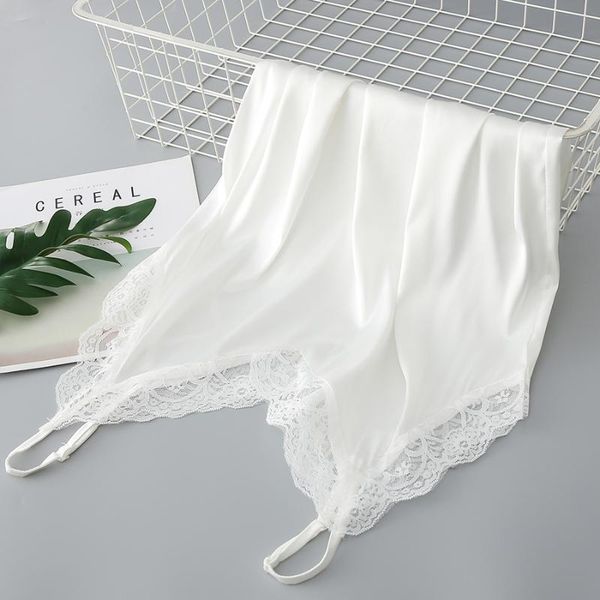 

summer with lace silk cami for women spaghetti strap lady patchwork white black camisole basic 2021 women's tanks & camis