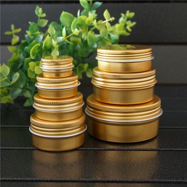 

storage bottles & jars 5/10/15/20/30/50/80/g empty round aluminum box metal tin bottle 50ml gold cosmetic cream diy portable jar tea po