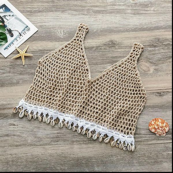 

tank womens cami summer women v neck crochet knitted sleeveless beach wear, White