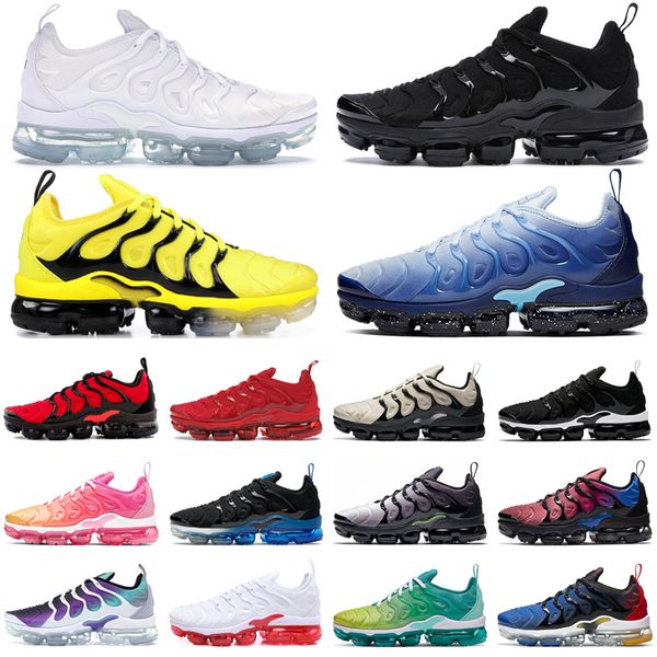 

tn plus running shoes mens trainers triple black white psychic pink laser orange tropical sunset bred outdoor sports sneakers size 36-47