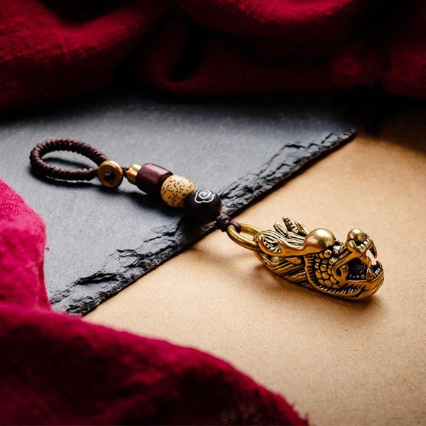 

hooks & rails car key pendant brass dragon head keychain men's personality creative jewelry decoration hook