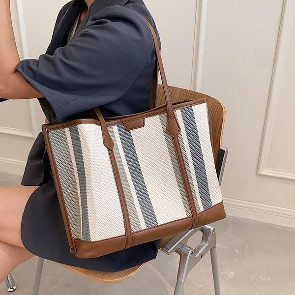 

evening bags 2021 summer large capacity portable women's bag striped tote korean fashion shoulder