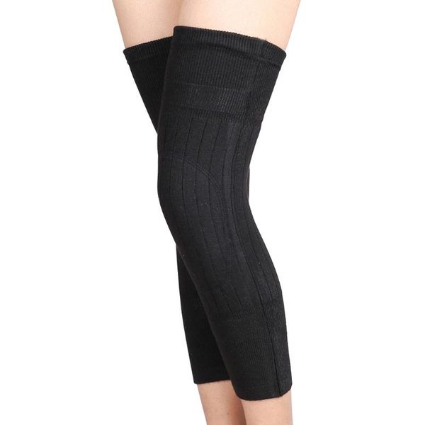 

old winter knee support stockings faux wool thick long protector kneepads warm elbow & pads, Black;gray