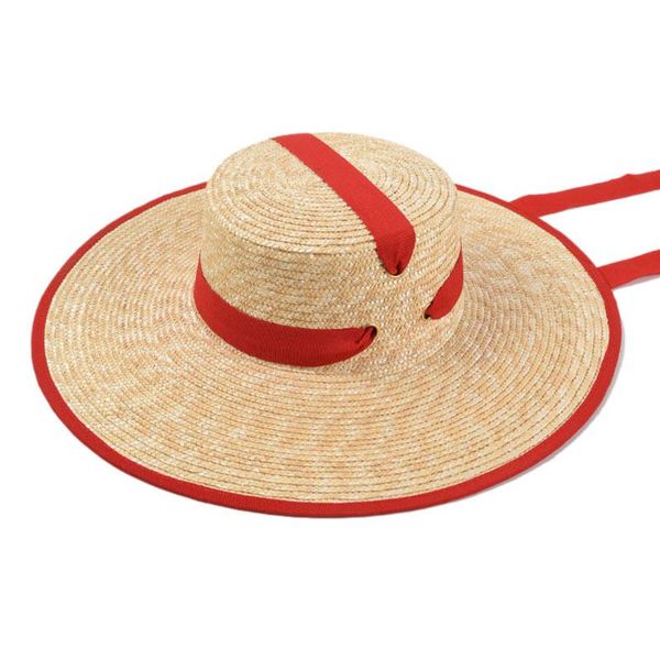 

fashion bandage straw sun hats for women summer flat beach hat outdoor travel sunscreen uv wide brim, Blue;gray
