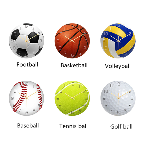

modern 3d wall clock football basketball soccer ball golf tennis shape mute sports fan boys birthday gift clocks