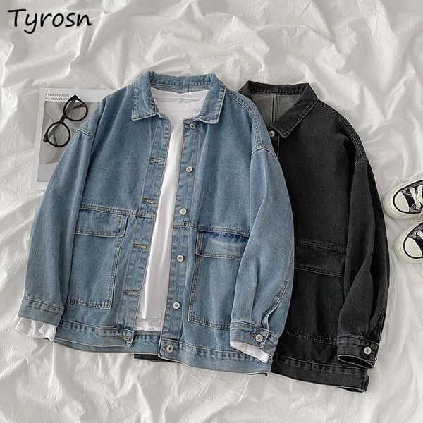 

women's jackets denim women teenager aesthetic japanese style turn-down collar spring all-match coats fashion mujer outwear, Black;brown