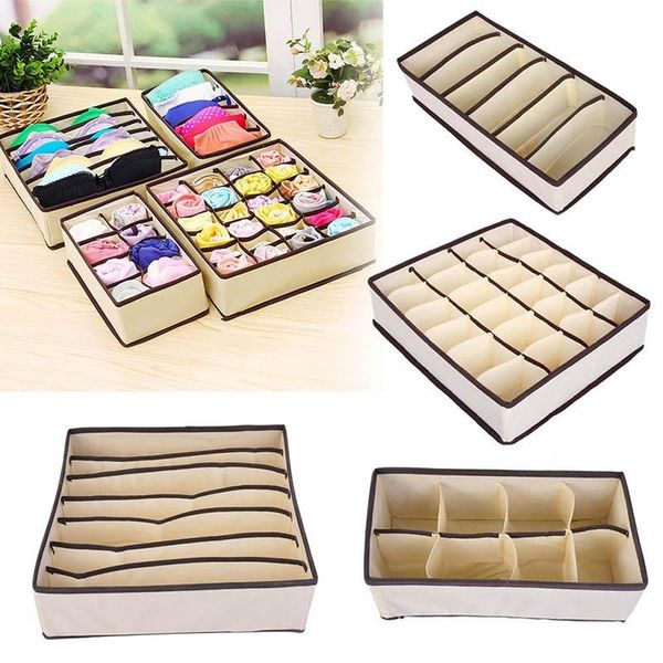 

storage drawers 4pcs underwear box clothing organizer foldable wardrobe drawer divider lidded closet socks tie