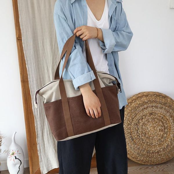 

evening bags women eco friendly canvas linen multi-pockets tote bag female reusable oversized roomy big capacity work office everyday handba