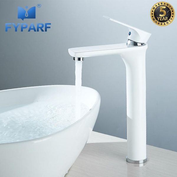 

bathroom sink faucets fyparf rfwaterfall faucet tap white painting basin mixer water single handle brass and cold