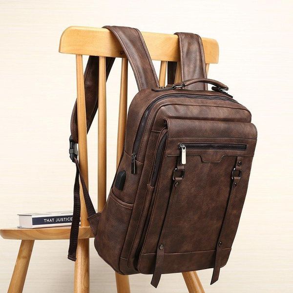 

backpack 2021 fashion men male retro lapbag men's schoolbag travel for rucksack