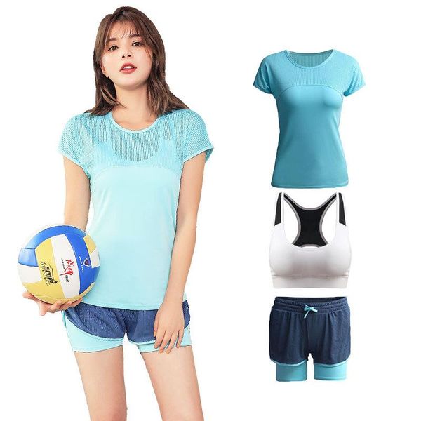 

gym clothing women's three-piece yoga suit outdoor sportswear slim fitness quick-drying running mesh, White;black