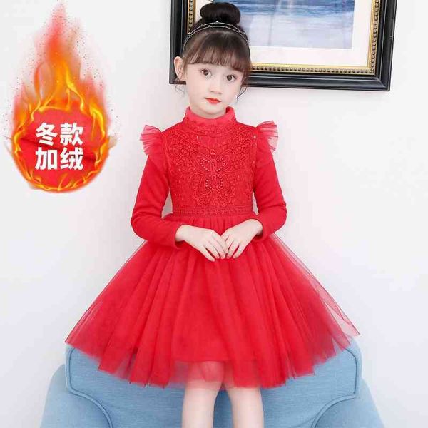 

girl's autumn and winter foreign style little girl's poncho plush princess children's new year performance dress, Red;yellow