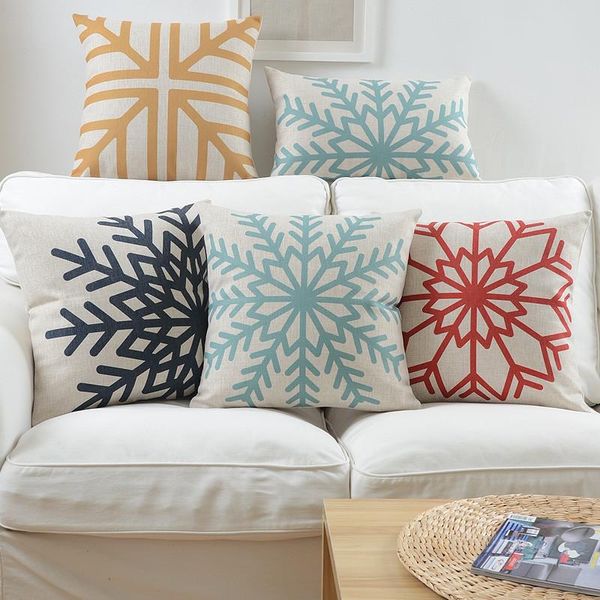 

decorative throw pillow case cover geometric abstract snowflakes cotton linen cushion for sofa home decor capa de almofada cushion/decorativ