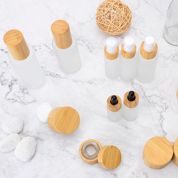 

storage bottles & jars 15g 50g 100g engraving logo cream jar mask 30ml bamboo with lotion spray cap skin care cream/cosmetic
