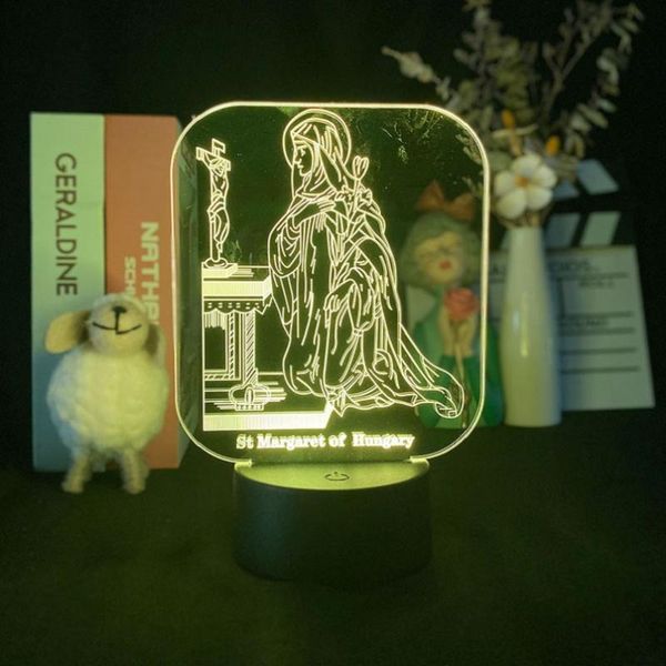 

night lights acrylic 3d light led st margaret of hungary desk lava lamp rgb changing color nightlight party church decor sincere gift