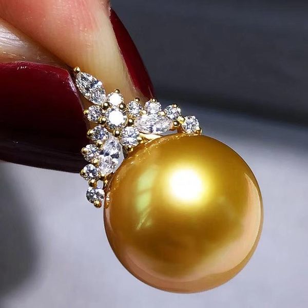 

chains authentic natural seawater pearl pendant queen philippine south seas tea golden beads for girlfriend, Silver