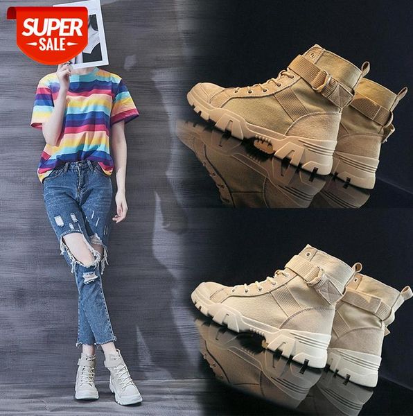 

martin boots women korean style all-match leather short thick-soled ins lace high-women's shoes #xh7e, Black