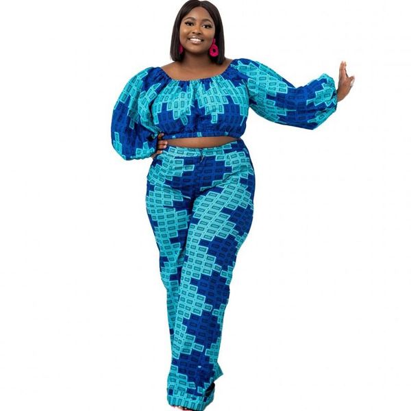 

ethnic clothing 2 piece sets african clothes women 3xl 4xl plus size slash neck crop and pant suits summer fashion dashiki outfits, Red