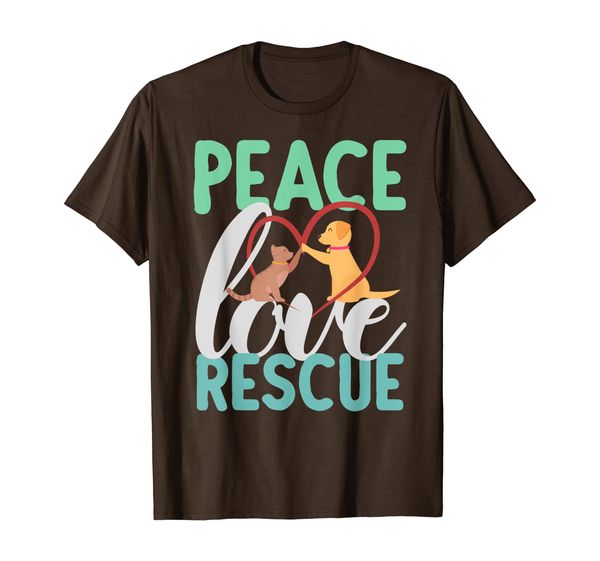 

peace love rescue dog paw cute dog rescue tee t-shirt, White;black