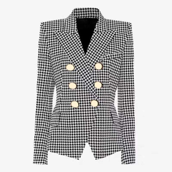 

fashion blazers womens coat famous suits black houndstooth blazer ladies coats jackets women clothes size s-2xl, White;black