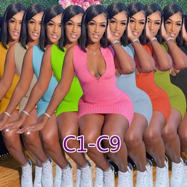 

women dresses designer slim casual zipper solid color skirt plus size multiple colours bodycon dress skinny packaged hip skirts, Black;gray