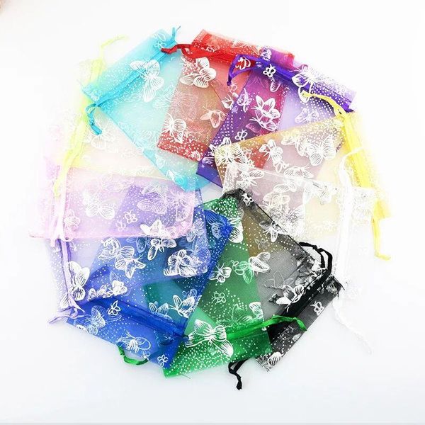 

gift wrap 25/50 9x12cm gauze bags, multicolor butterfly organza specially designed wedding gifts, candy, jewelry bags