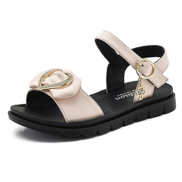 

sandals kids girls spring summer little shoes flat heel princess dress bow fashion teenage, Black;red