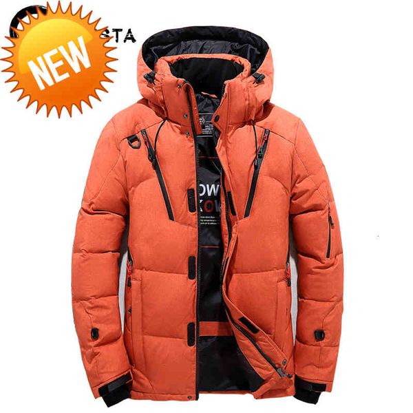 

men 90% white duck down jacket coat brand thick warm casual fashion winter parkas 2021 new windproof 's jackets, Black