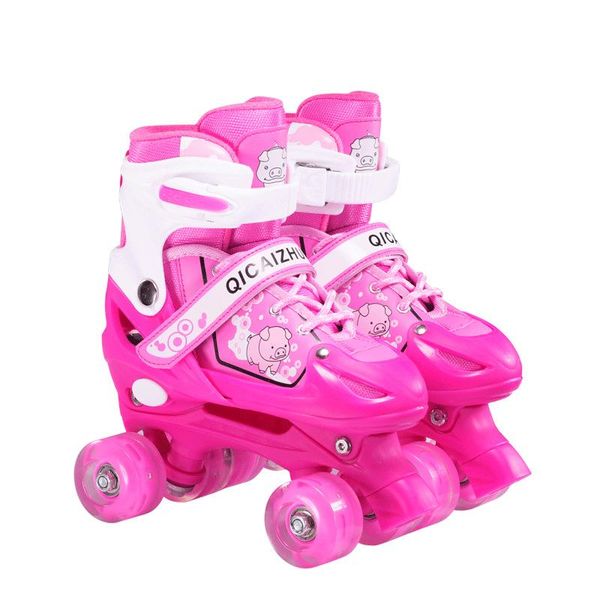 

inline & roller skates mesh fabric pu leather children 4 wheels adjustable skate shoes rollers skating sneaker for 2 color size s-l